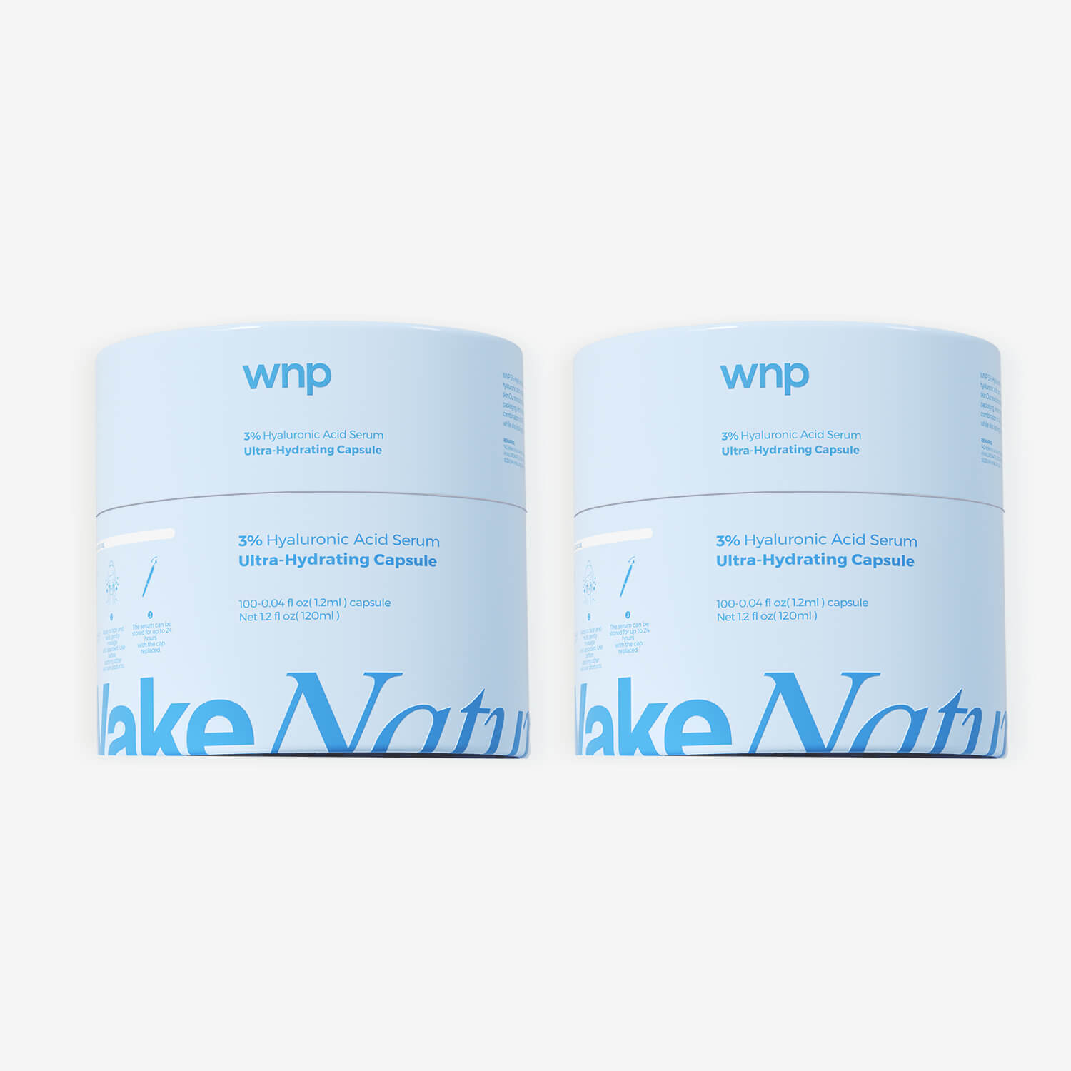 Two blue containers of Wipe Naturals skincare product