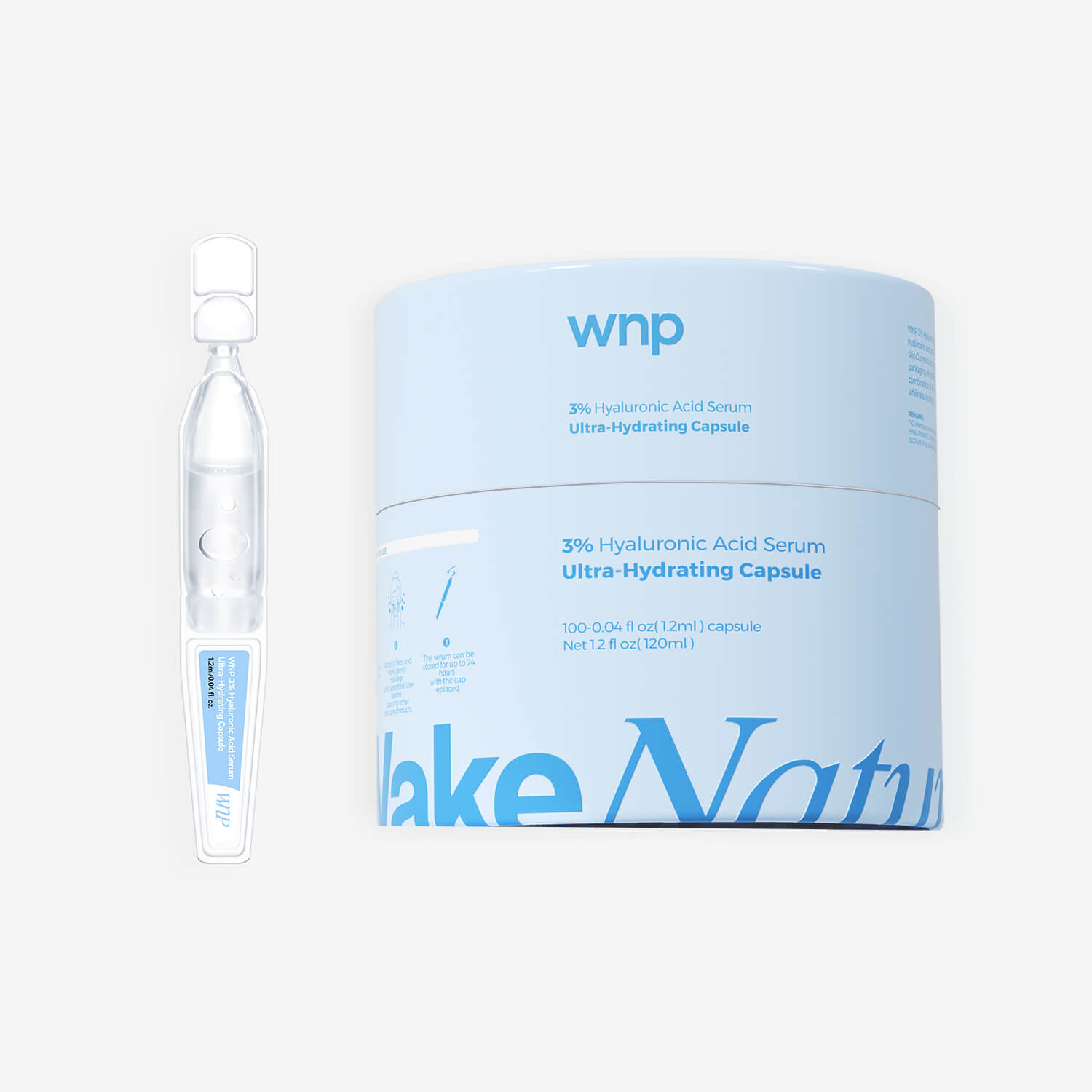 WNP skincare product with ampoule and container