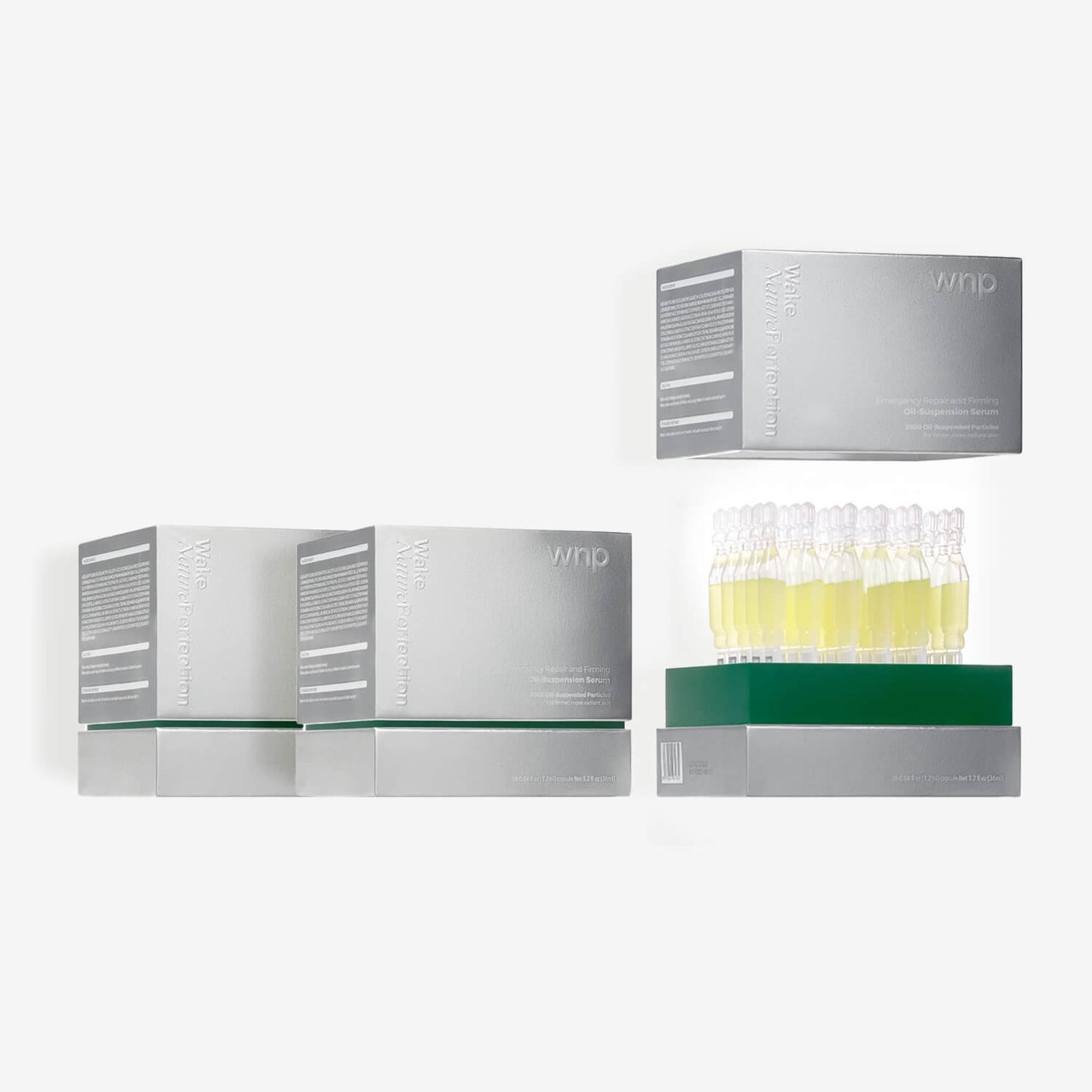 W&P brand products including a metallic box and a glass container with yellow liquid