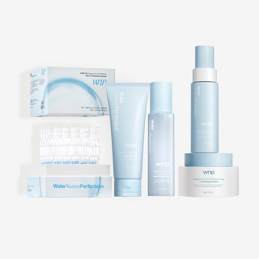 Set of skincare products with 'WNP' branding on a white background