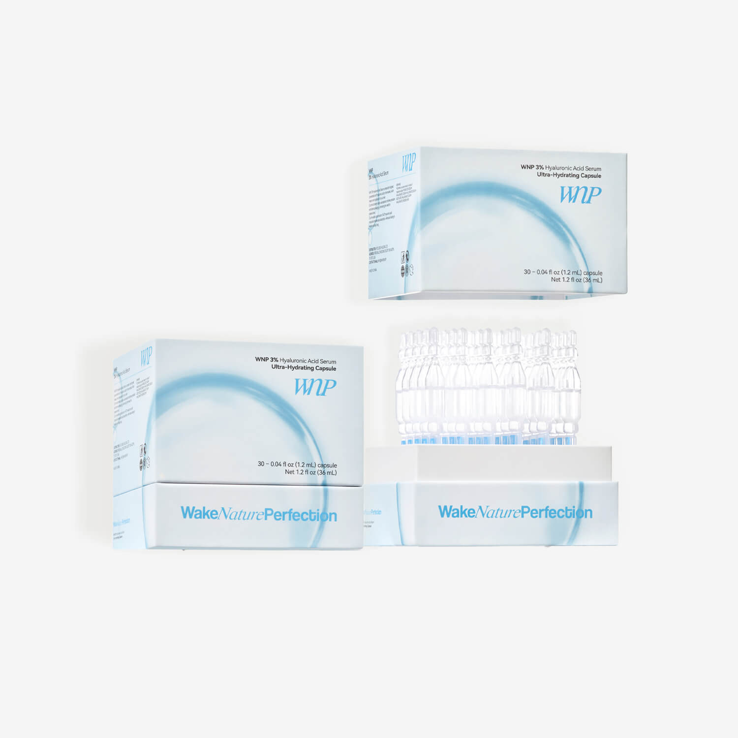 Three boxes of 'Wake Nature Perfection' lenses on a white background