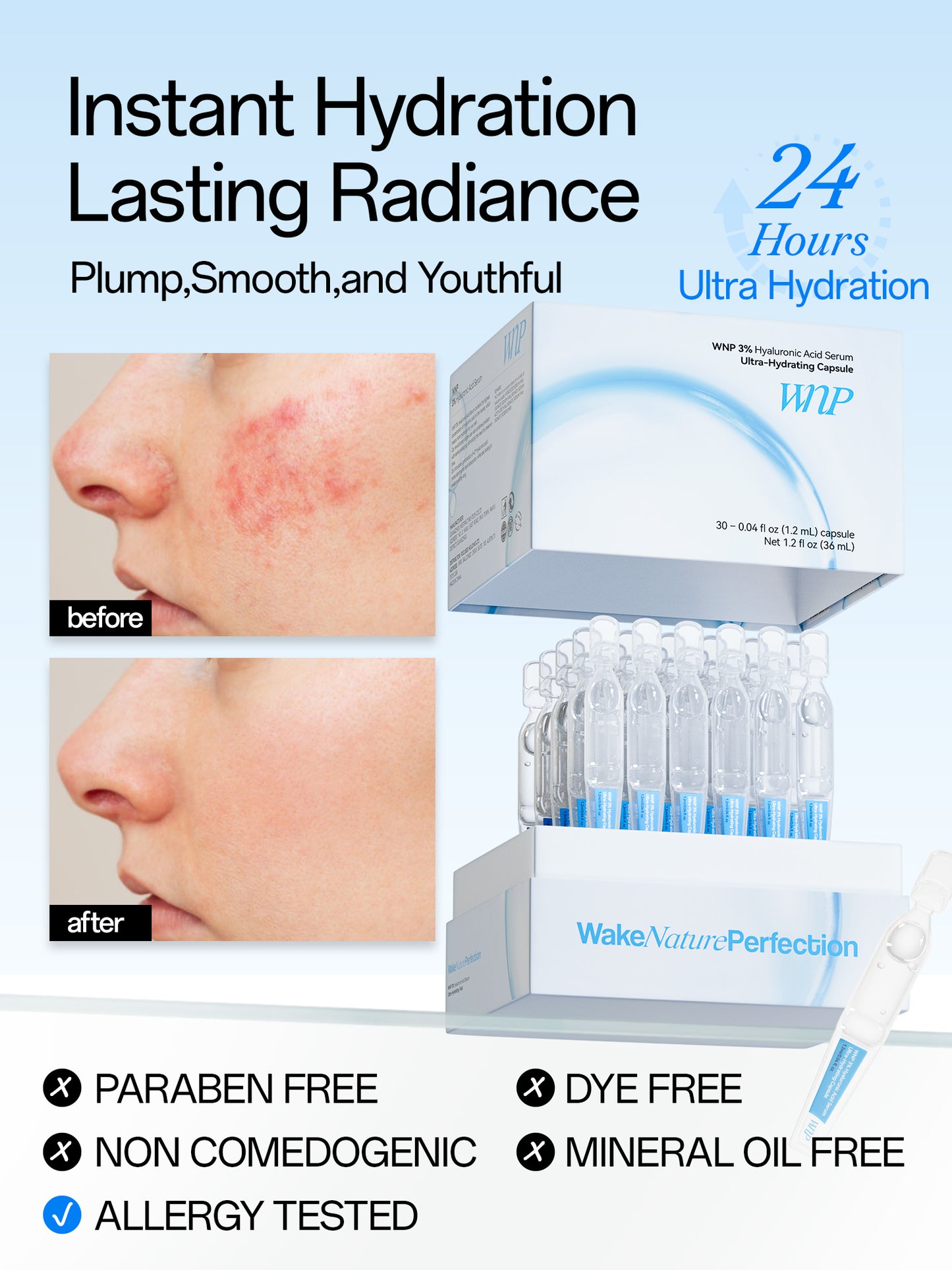 3%Hyaluronic Acid and Emergency Repair Serum Set (180 Vials, 6 Packs)