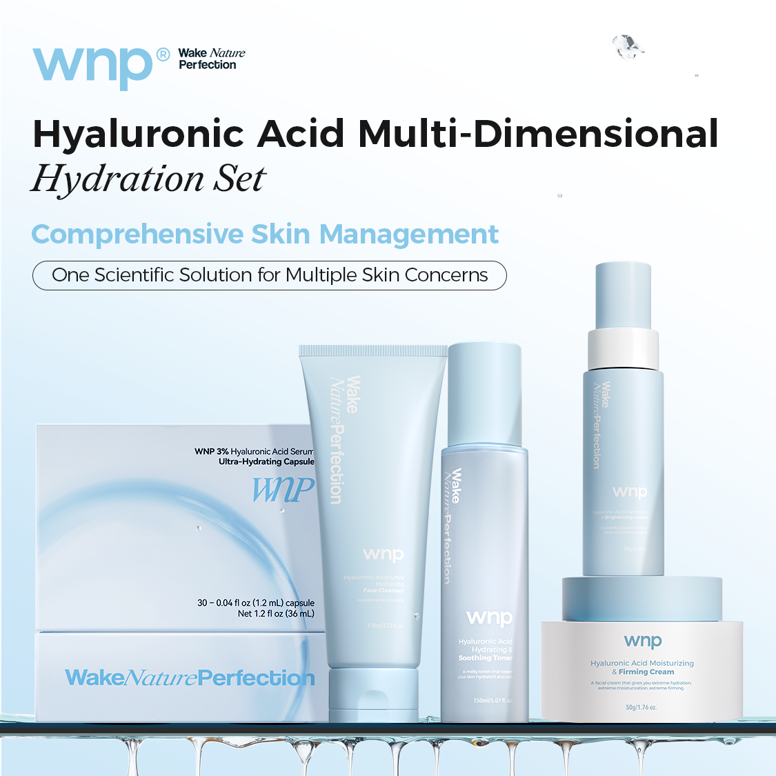 Wake Nature Perfection skincare products on a white background