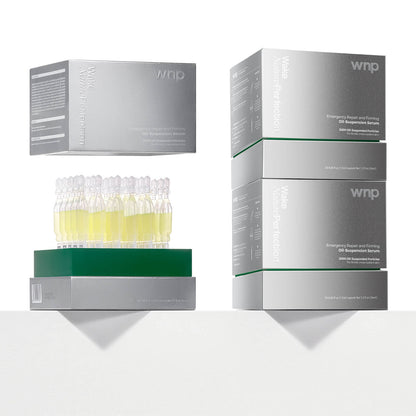 WNP skincare product packaging with boxes and vials on a white background