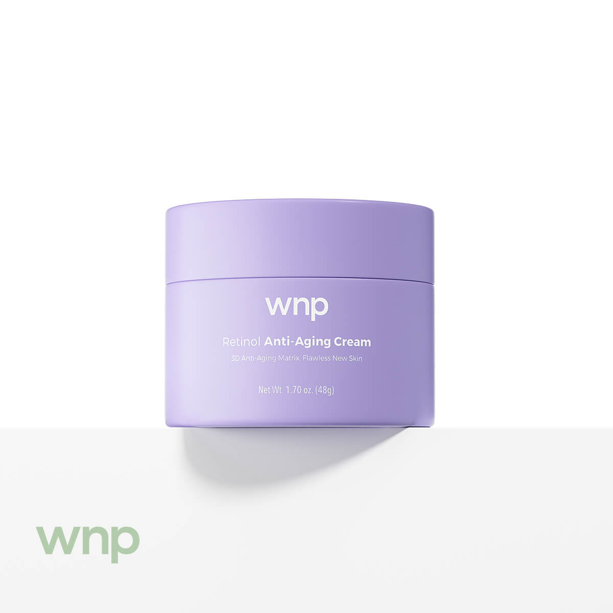 Purple jar of wnp Anti-Aging Cream on a white background
