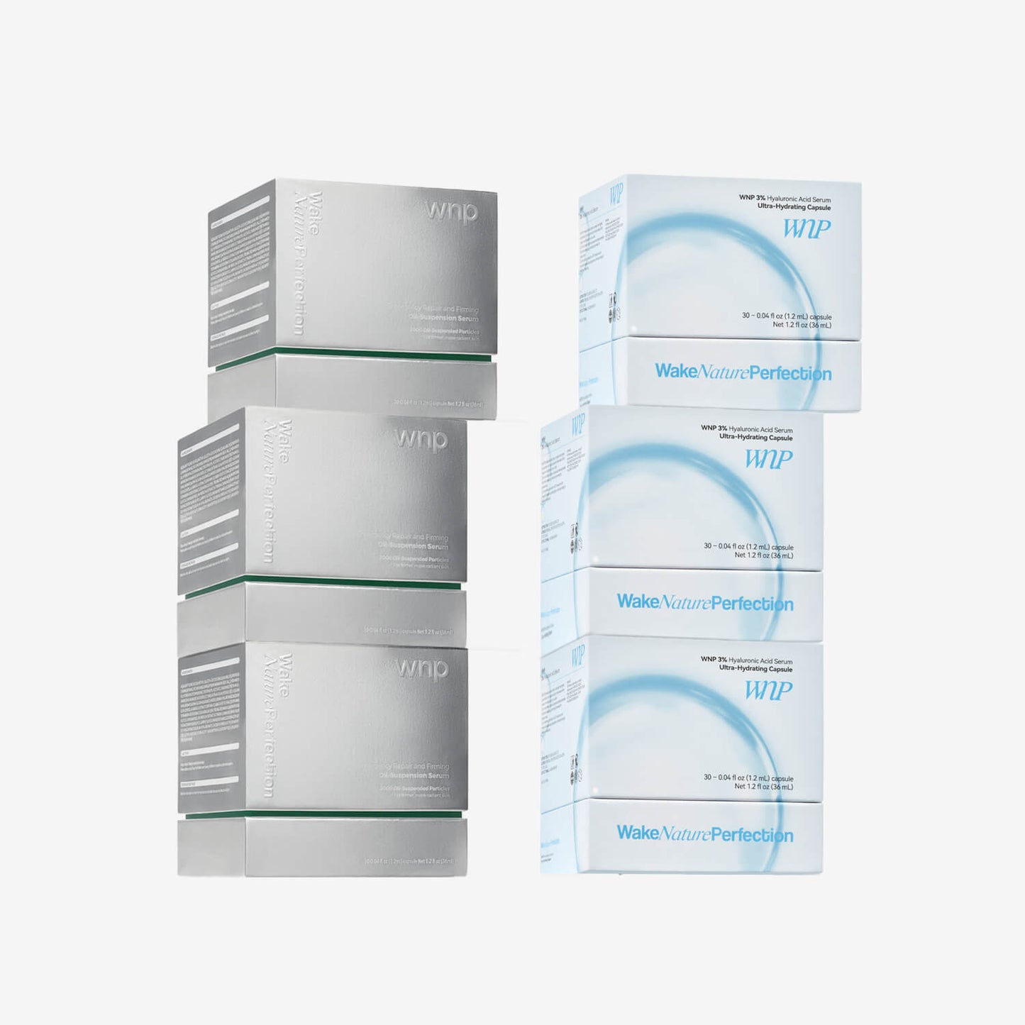 Skincare product packaging with 'Wake Nourish Perfection' branding