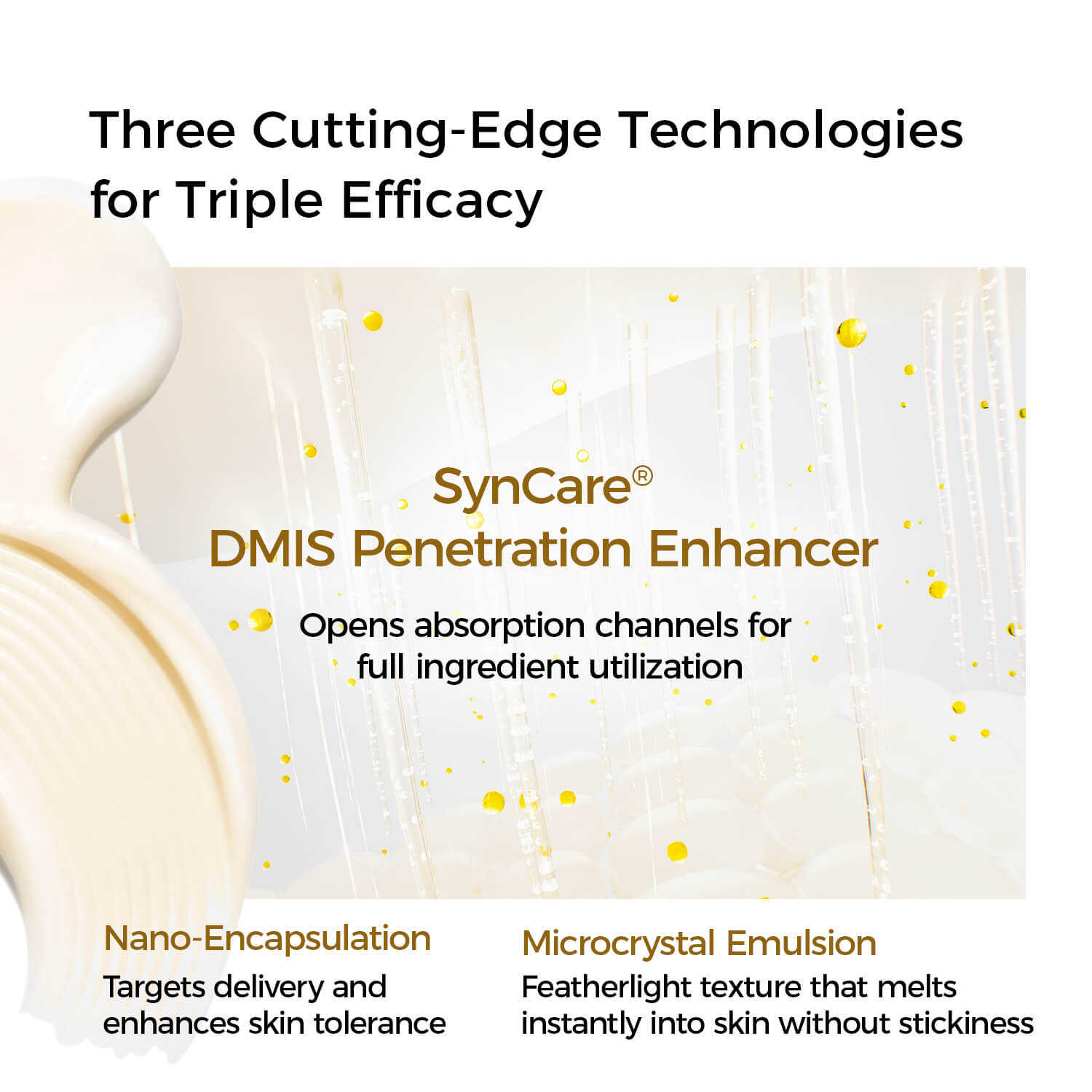 Advertisement for SynCare DMIS Penetration Enhancer with text about three cutting-edge technologies.