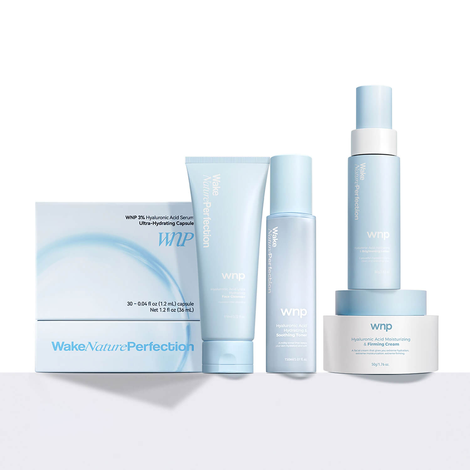 Wake Nature Perfection skincare product set on a white background