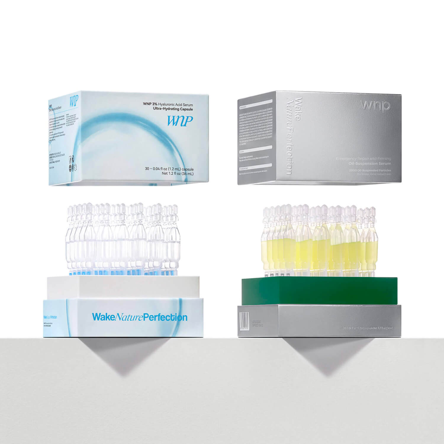 Cosmetic packaging with 'WNP' branding on a white background