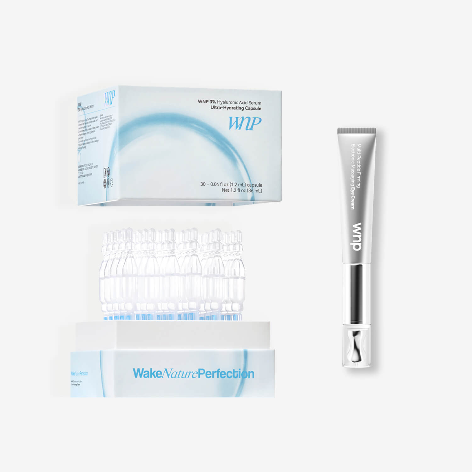 Wakeup Nature Perfection skincare products including capsules, a tube, and packaging on a white background