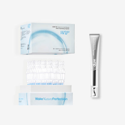 Wakeup Nature Perfection skincare products including capsules, a tube, and packaging on a white background