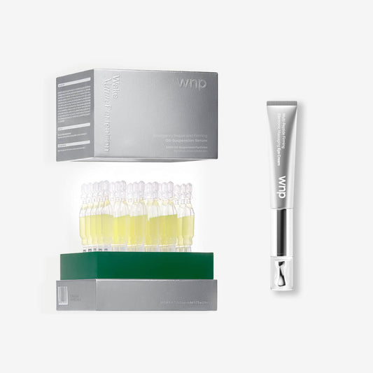 WNP skincare products, including a massaging eye cream and packaging
