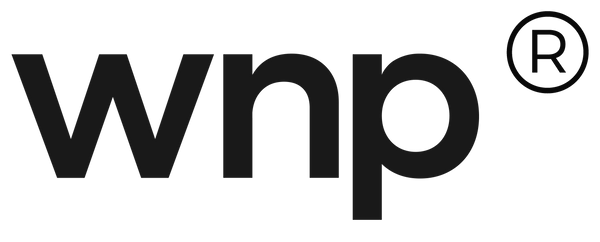 Black 'wnp' logo with a registered trademark symbol on a white background